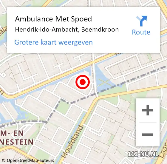 Locatie op kaart van de 112 melding: Ambulance Met Spoed Naar Hendrik-Ido-Ambacht, Beemdkroon op 1 februari 2022 04:36