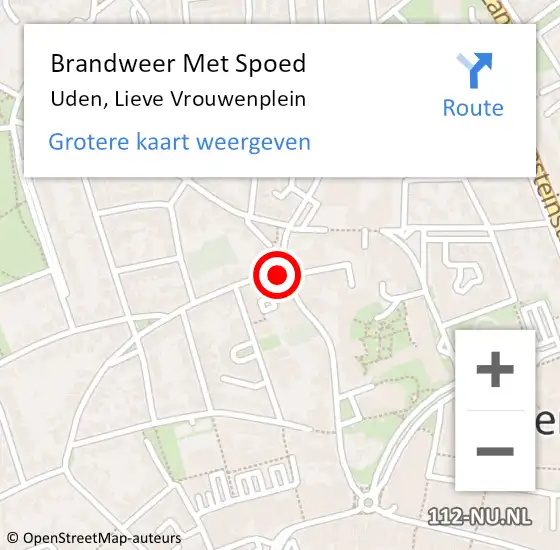 Locatie op kaart van de 112 melding: Brandweer Met Spoed Naar Uden, Lieve Vrouwenplein op 1 februari 2022 05:04