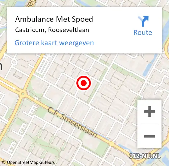 Locatie op kaart van de 112 melding: Ambulance Met Spoed Naar Castricum, Rooseveltlaan op 1 februari 2022 05:39