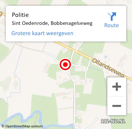 Locatie op kaart van de 112 melding: Politie Sint Oedenrode, Bobbenagelseweg op 1 februari 2022 06:24