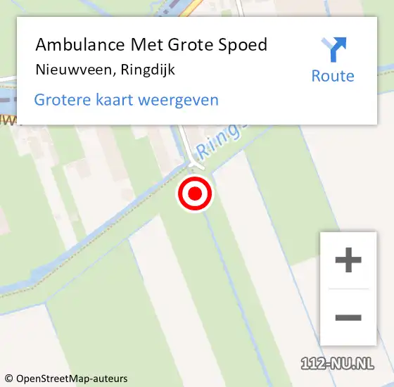 Locatie op kaart van de 112 melding: Ambulance Met Grote Spoed Naar Nieuwveen, Ringdijk op 1 februari 2022 06:27