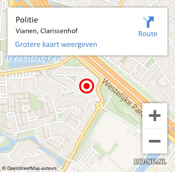 Locatie op kaart van de 112 melding: Politie Vianen, Clarissenhof op 1 februari 2022 06:46