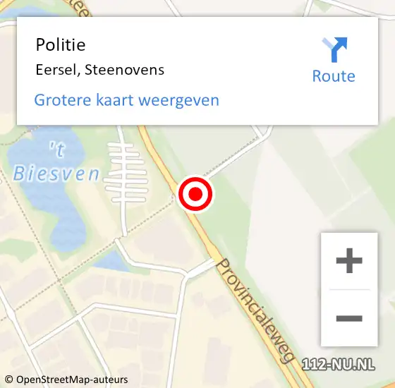 Locatie op kaart van de 112 melding: Politie Eersel, Steenovens op 1 februari 2022 07:14