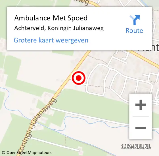 Locatie op kaart van de 112 melding: Ambulance Met Spoed Naar Achterveld, Koningin Julianaweg op 1 februari 2022 07:33