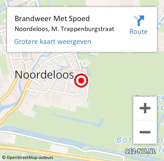 Locatie op kaart van de 112 melding: Brandweer Met Spoed Naar Noordeloos, M. Trappenburgstraat op 1 februari 2022 07:45