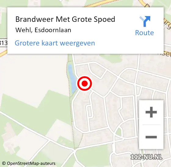 Locatie op kaart van de 112 melding: Brandweer Met Grote Spoed Naar Wehl, Esdoornlaan op 1 februari 2022 07:47