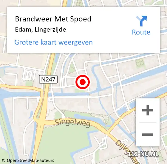 Locatie op kaart van de 112 melding: Brandweer Met Spoed Naar Edam, Lingerzijde op 1 februari 2022 07:51