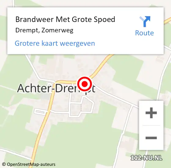 Locatie op kaart van de 112 melding: Brandweer Met Grote Spoed Naar Drempt, Zomerweg op 1 februari 2022 07:53