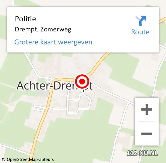 Locatie op kaart van de 112 melding: Politie Drempt, Zomerweg op 1 februari 2022 07:59