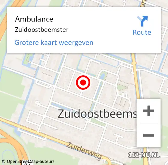 Locatie op kaart van de 112 melding: Ambulance Zuidoostbeemster op 1 februari 2022 08:14