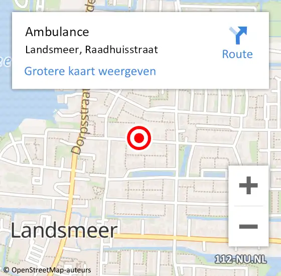 Locatie op kaart van de 112 melding: Ambulance Landsmeer, Raadhuisstraat op 1 februari 2022 08:20