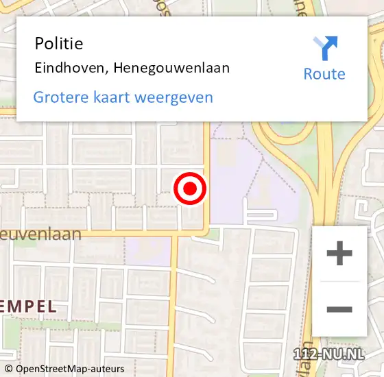 Locatie op kaart van de 112 melding: Politie Eindhoven, Henegouwenlaan op 1 februari 2022 08:24