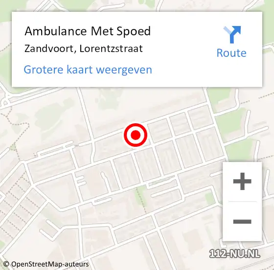 Locatie op kaart van de 112 melding: Ambulance Met Spoed Naar Zandvoort, Lorentzstraat op 1 februari 2022 08:28