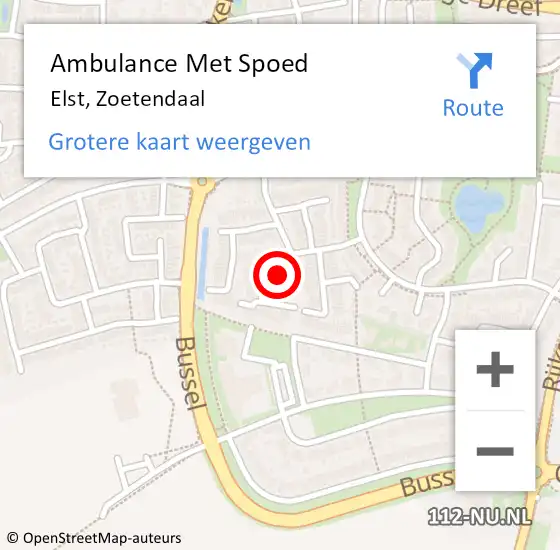 Locatie op kaart van de 112 melding: Ambulance Met Spoed Naar Elst, Zoetendaal op 1 februari 2022 08:47