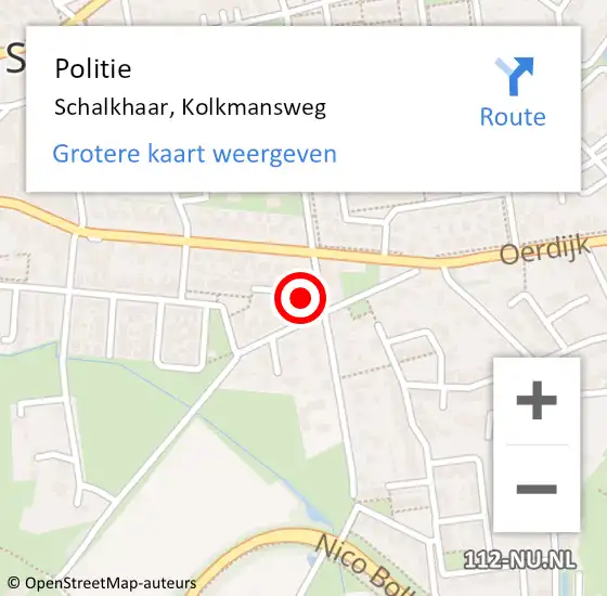 Locatie op kaart van de 112 melding: Politie Schalkhaar, Kolkmansweg op 1 februari 2022 08:54