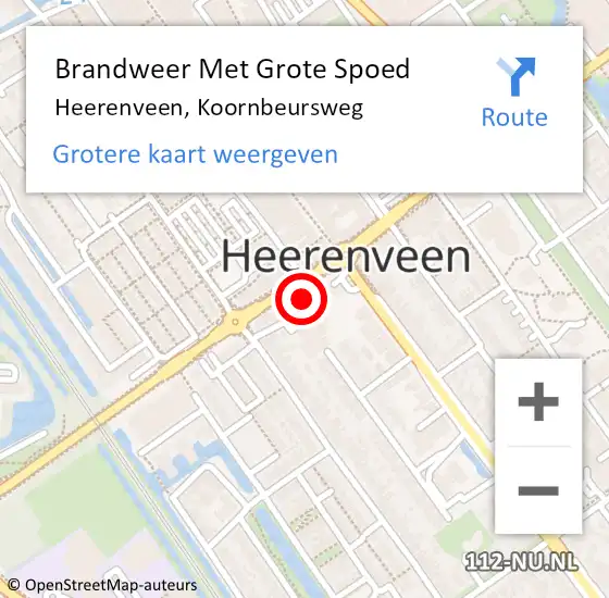 Locatie op kaart van de 112 melding: Brandweer Met Grote Spoed Naar Heerenveen, Koornbeursweg op 1 februari 2022 08:55