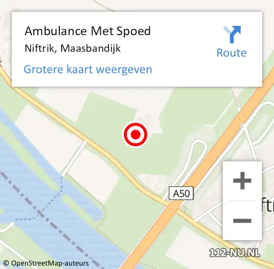 Locatie op kaart van de 112 melding: Ambulance Met Spoed Naar Niftrik, Maasbandijk op 1 februari 2022 09:12