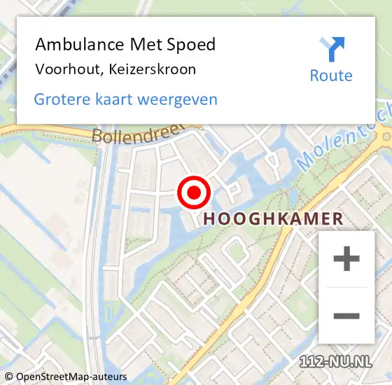 Locatie op kaart van de 112 melding: Ambulance Met Spoed Naar Voorhout, Keizerskroon op 1 februari 2022 09:31