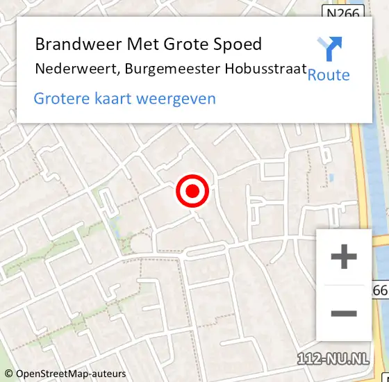 Locatie op kaart van de 112 melding: Brandweer Met Grote Spoed Naar Nederweert, Burgemeester Hobusstraat op 1 februari 2022 09:32