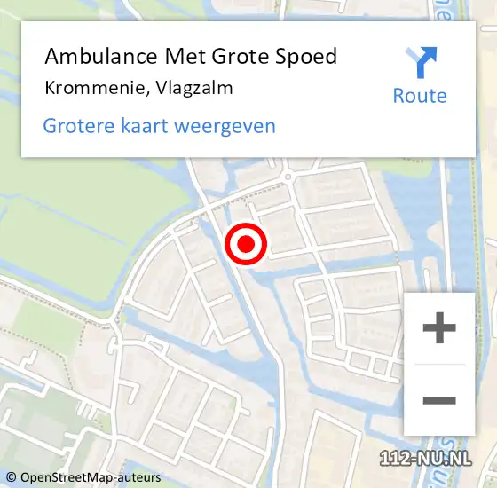 Locatie op kaart van de 112 melding: Ambulance Met Grote Spoed Naar Krommenie, Vlagzalm op 1 februari 2022 09:39