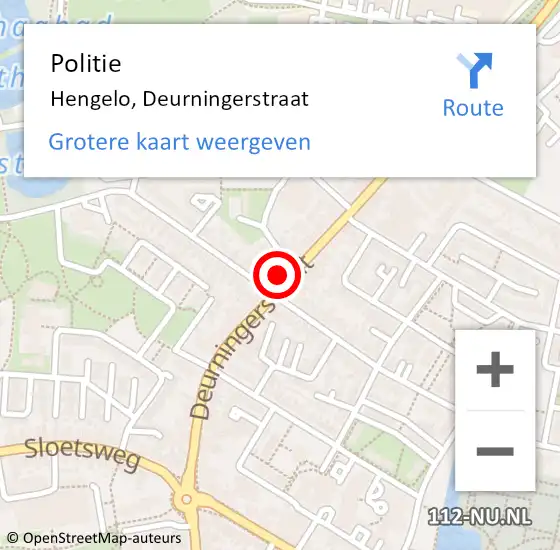 Locatie op kaart van de 112 melding: Politie Hengelo, Deurningerstraat op 1 februari 2022 10:03