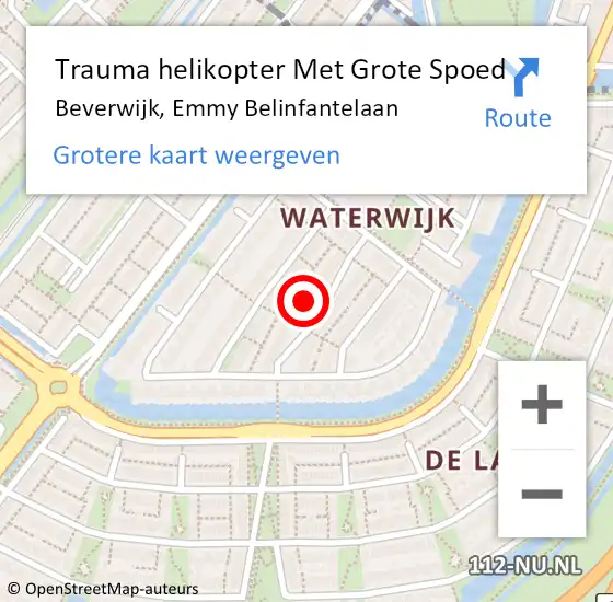 Locatie op kaart van de 112 melding: Trauma helikopter Met Grote Spoed Naar Beverwijk, Emmy Belinfantelaan op 1 februari 2022 10:10