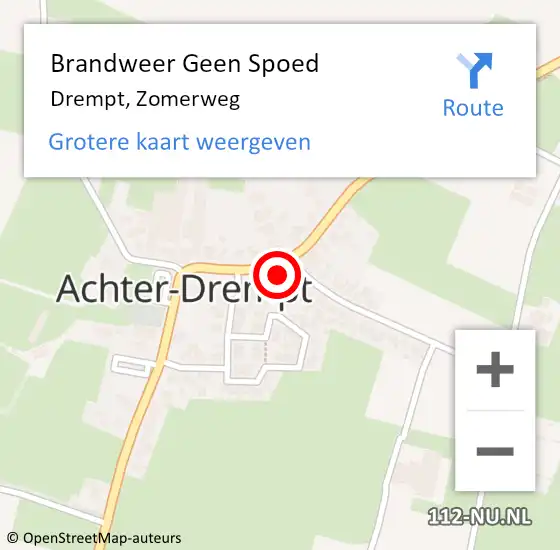 Locatie op kaart van de 112 melding: Brandweer Geen Spoed Naar Drempt, Zomerweg op 1 februari 2022 10:18