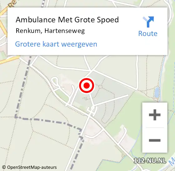 Locatie op kaart van de 112 melding: Ambulance Met Grote Spoed Naar Renkum, Hartenseweg op 1 februari 2022 10:50