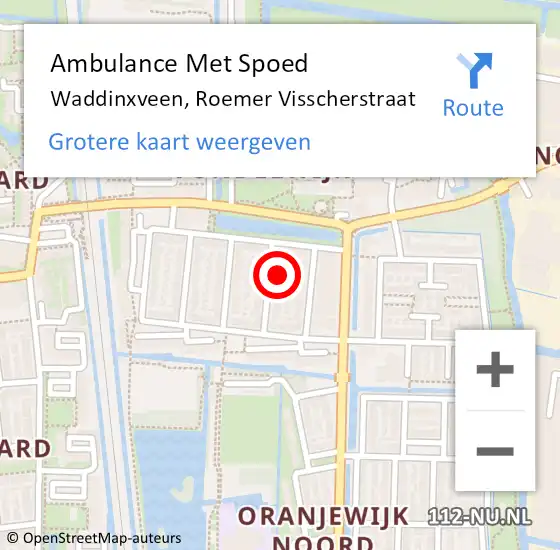 Locatie op kaart van de 112 melding: Ambulance Met Spoed Naar Waddinxveen, Roemer Visscherstraat op 1 februari 2022 11:08