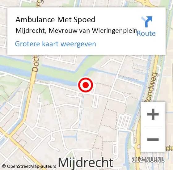 Locatie op kaart van de 112 melding: Ambulance Met Spoed Naar Mijdrecht, Mevrouw van Wieringenplein op 1 februari 2022 11:20