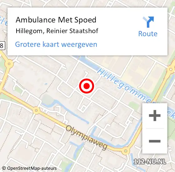 Locatie op kaart van de 112 melding: Ambulance Met Spoed Naar Hillegom, Reinier Staatshof op 1 februari 2022 11:23