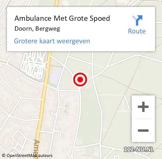 Locatie op kaart van de 112 melding: Ambulance Met Grote Spoed Naar Doorn, Bergweg op 1 februari 2022 11:34