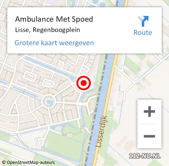 Locatie op kaart van de 112 melding: Ambulance Met Spoed Naar Lisse, Regenboogplein op 1 februari 2022 11:49