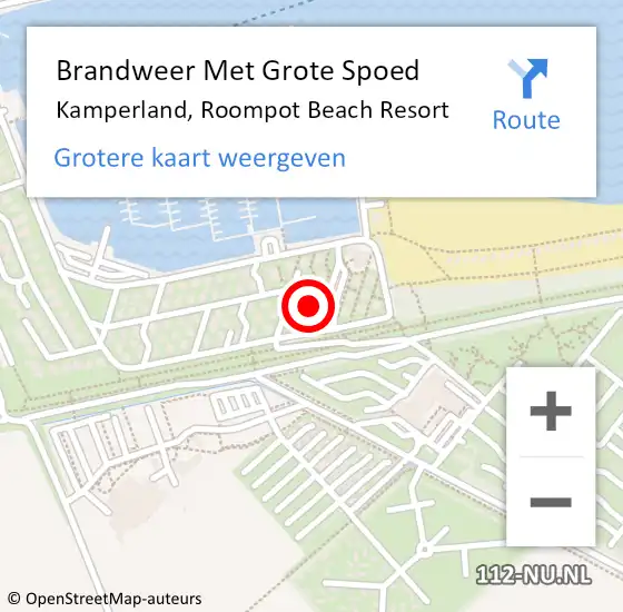 Locatie op kaart van de 112 melding: Brandweer Met Grote Spoed Naar Kamperland, Roompot Beach Resort op 1 februari 2022 11:56