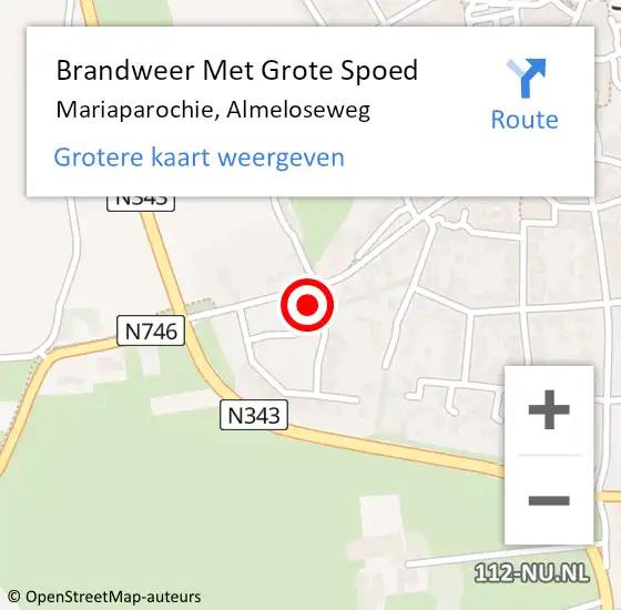 Locatie op kaart van de 112 melding: Brandweer Met Grote Spoed Naar Mariaparochie, Almeloseweg op 1 februari 2022 12:11