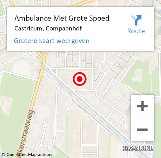 Locatie op kaart van de 112 melding: Ambulance Met Grote Spoed Naar Castricum, Compaanhof op 7 juli 2014 05:04