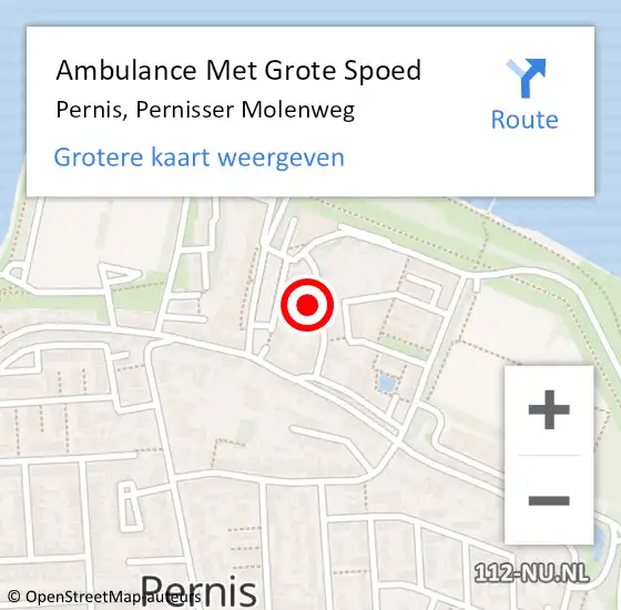 Locatie op kaart van de 112 melding: Ambulance Met Grote Spoed Naar Pernis, Pernisser Molenweg op 1 februari 2022 12:23