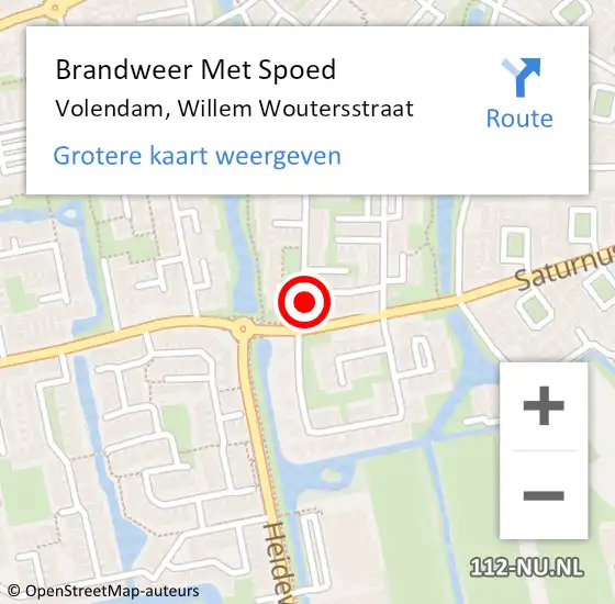 Locatie op kaart van de 112 melding: Brandweer Met Spoed Naar Volendam, Willem Woutersstraat op 7 juli 2014 05:17