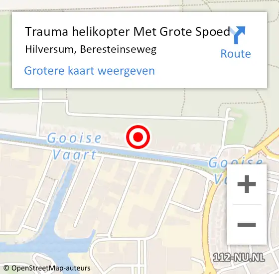 Locatie op kaart van de 112 melding: Trauma helikopter Met Grote Spoed Naar Hilversum, Beresteinseweg op 1 februari 2022 12:34