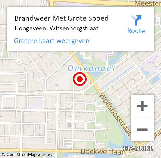 Locatie op kaart van de 112 melding: Brandweer Met Grote Spoed Naar Hoogeveen, Witsenborgstraat op 1 februari 2022 12:35