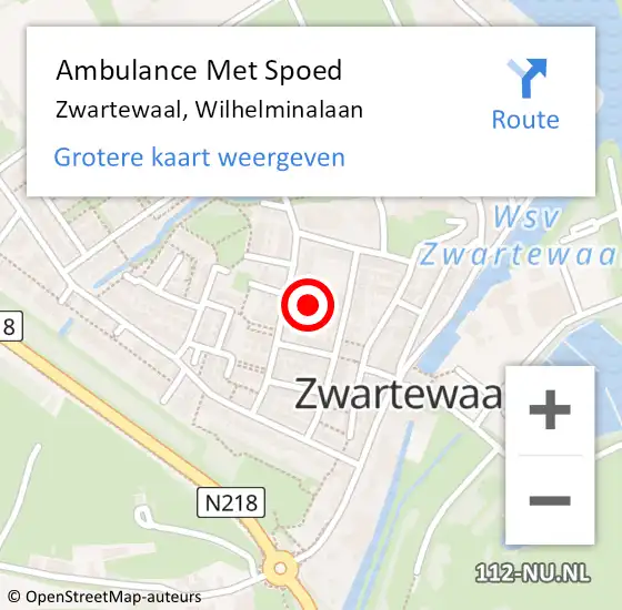 Locatie op kaart van de 112 melding: Ambulance Met Spoed Naar Zwartewaal, Wilhelminalaan op 1 februari 2022 12:39