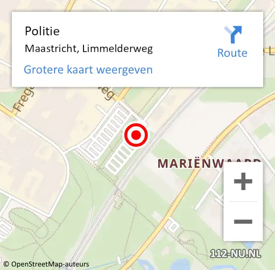 Locatie op kaart van de 112 melding: Politie Maastricht, Limmelderweg op 1 februari 2022 12:39