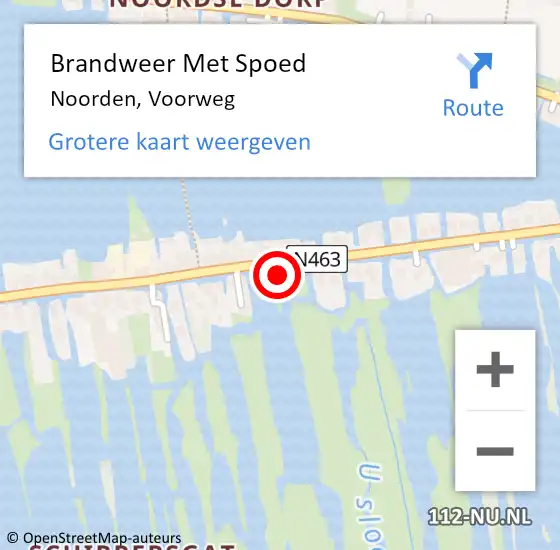 Locatie op kaart van de 112 melding: Brandweer Met Spoed Naar Noorden, Voorweg op 1 februari 2022 12:53