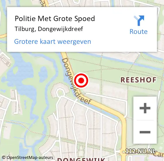 Locatie op kaart van de 112 melding: Politie Met Grote Spoed Naar Tilburg, Dongewijkdreef op 1 februari 2022 13:02