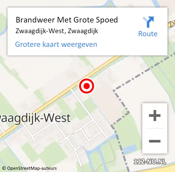 Locatie op kaart van de 112 melding: Brandweer Met Grote Spoed Naar Zwaagdijk-West, Zwaagdijk op 1 februari 2022 13:18