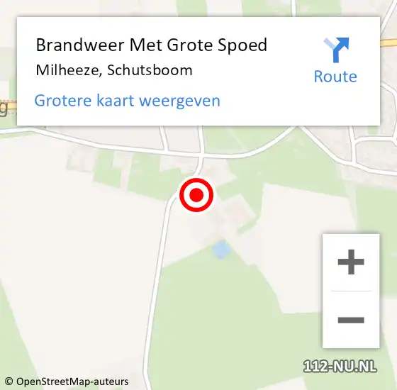 Locatie op kaart van de 112 melding: Brandweer Met Grote Spoed Naar Milheeze, Schutsboom op 1 februari 2022 13:45