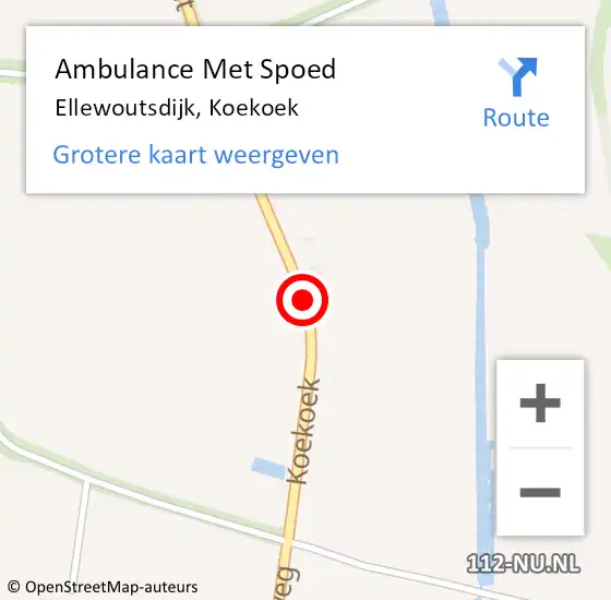 Locatie op kaart van de 112 melding: Ambulance Met Spoed Naar Ellewoutsdijk, Koekoek op 7 juli 2014 05:48