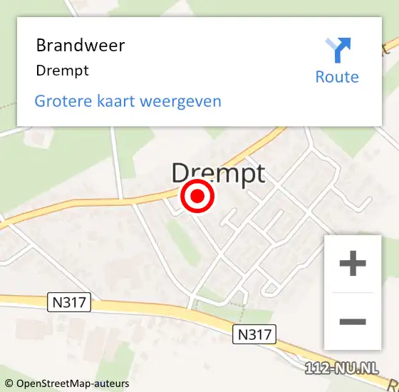 Locatie op kaart van de 112 melding: Brandweer Drempt op 1 februari 2022 13:55