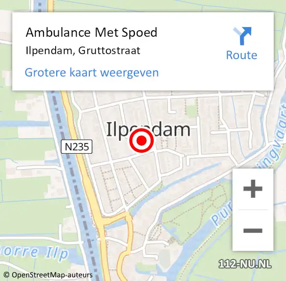 Locatie op kaart van de 112 melding: Ambulance Met Spoed Naar Ilpendam, Gruttostraat op 1 februari 2022 13:57