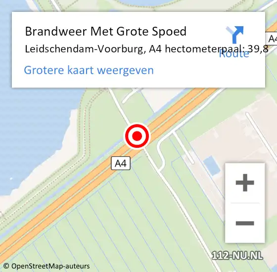 Locatie op kaart van de 112 melding: Brandweer Met Grote Spoed Naar Leidschendam-Voorburg, A4 hectometerpaal: 39,8 op 1 februari 2022 14:04